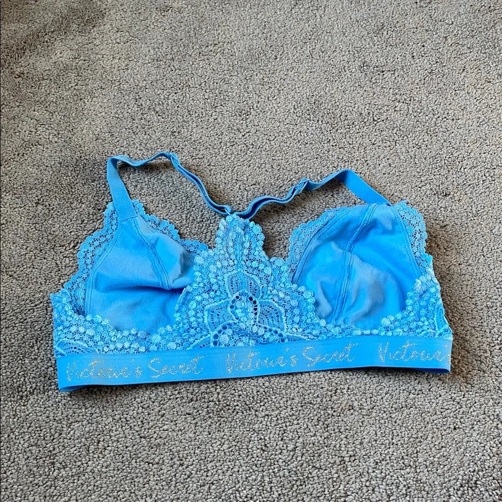 Victoria’s Secret Lace Bralette Bundle Black Blue Racerback Unlined SIZE S